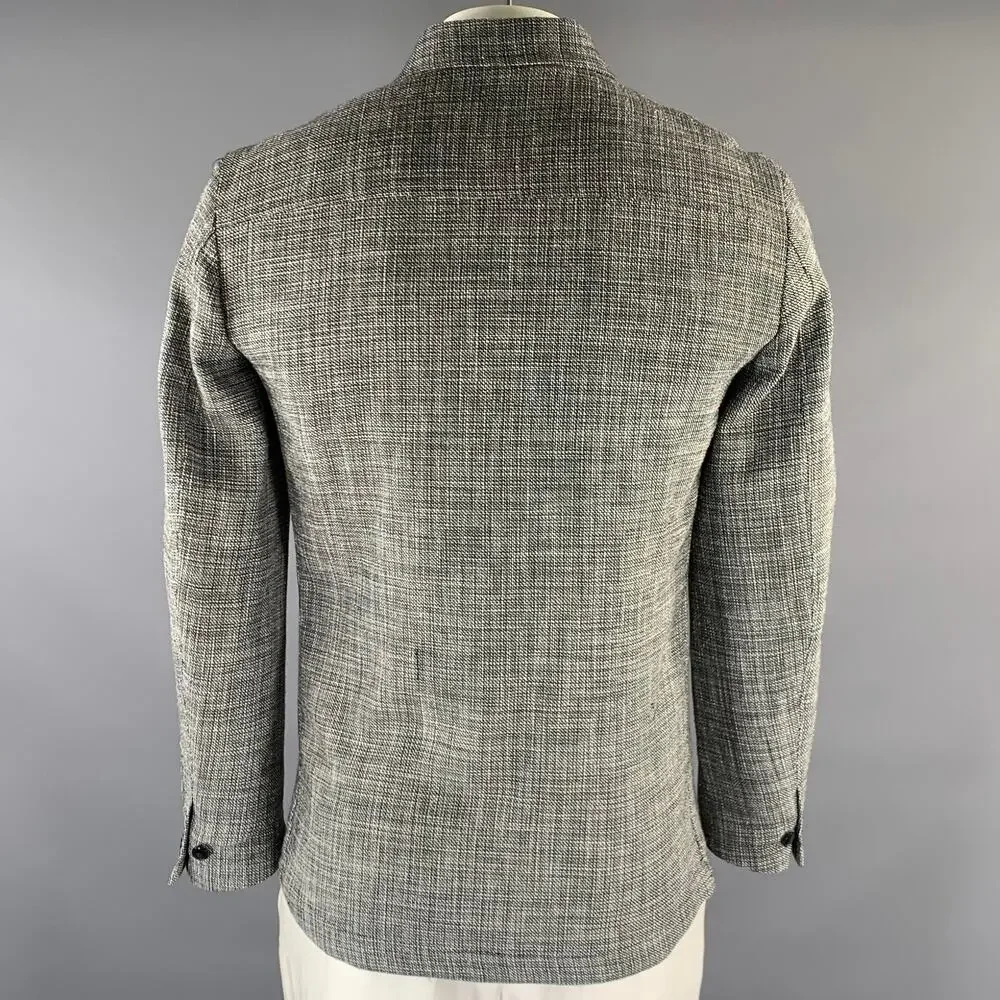 KLEIN EPSTEIN & PARKER Chest Size L Black White & Black Heather Wool Blend Coat